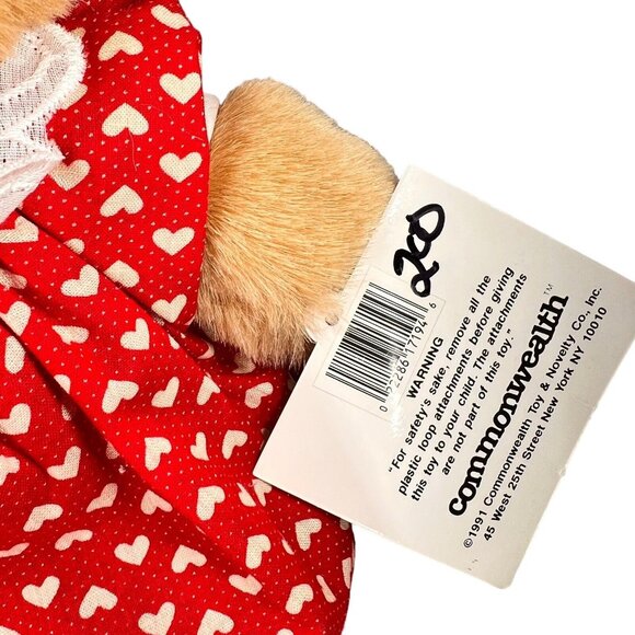 Commonwealth Teddy Bear Couple Red Hearts Plush Vtg 1990 Stuffed Animal Set of 2 - Picture 13 of 13